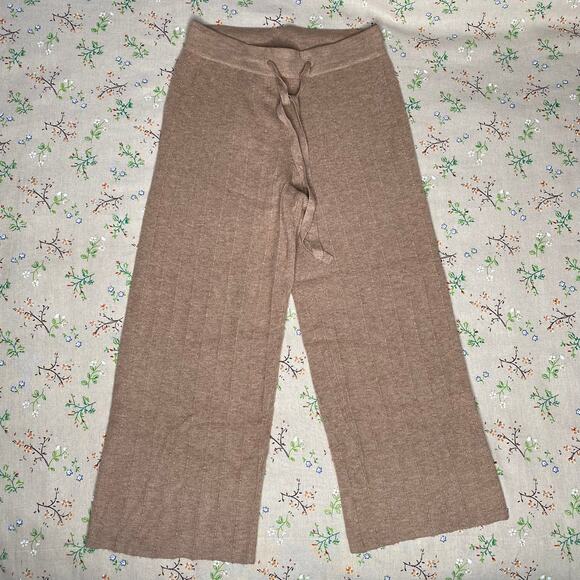 Universal Thread Pants - Universal Thread Rib Knit Wide Leg Crop Pants Brown S Small Loungewear Casual